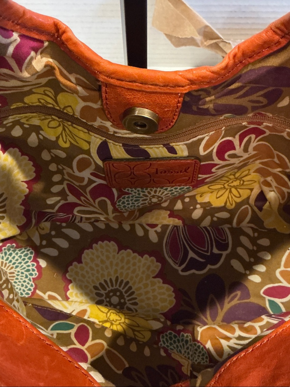 Fossil Cognac Leather Shoulder Bag - Picture 7 of 7